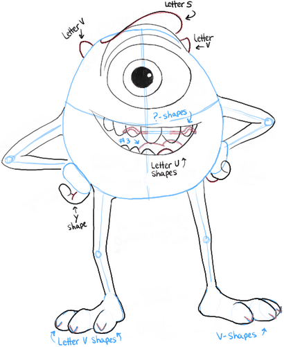 Comment dessiner Mike Wazowski de l'Université Monstres Dessin Tutoriel - Comment dessiner étape par étape