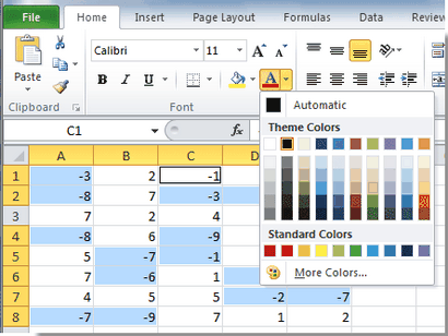 Comment faire tous les nombres négatifs en rouge dans Excel