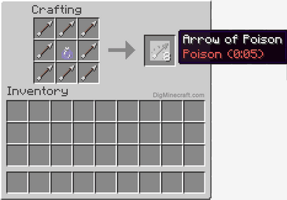 Comment faire une flèche de poison (0 05) dans Minecraft