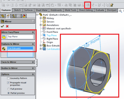 Comment faire un écrou dans SolidWorks