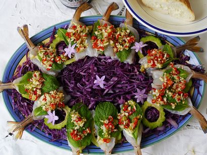 rohe Garnelen in Fischsauce Dressing getränkt - Wie goong che nam pa machen