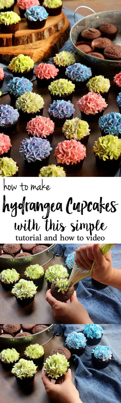 Wie man Hydrangea Cupcakes mit Video, The Baker Bearfoot