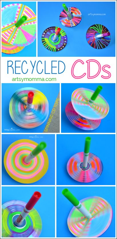 Comment faire de simples CD Recycled Toupies - Artsy Momma