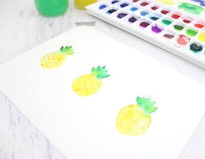 Wie ein Aquarell Ananas malen - Linien über