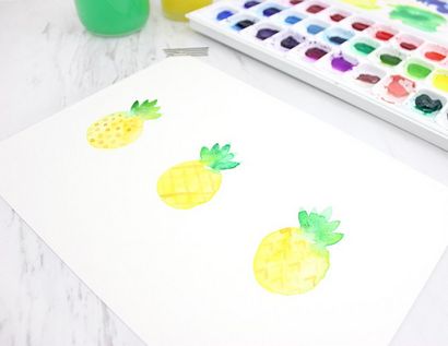 Comment peindre un ananas aquarelle - lignes à travers