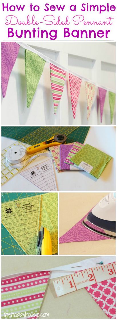 Comment coudre un bricolage Pennant simple double face bannière - The Happy Housie