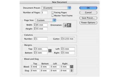 InDesign Files - Comment configurer la mise en page de carte d'affaires Design pour la presse