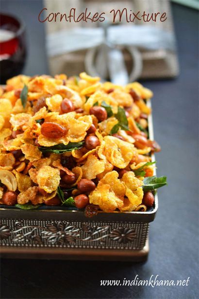 Indian Khana Flakes Mischung, Corn-Flakes Chivda Rezept, Easy Diwali Snacks Rezepte