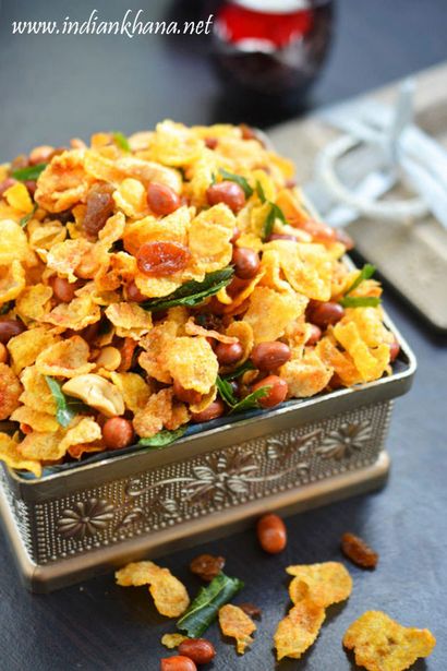 Indian Khana Flakes Mischung, Corn-Flakes Chivda Rezept, Easy Diwali Snacks Rezepte