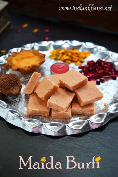 Indian Khana Maida Burfi, Maida gâteau, facile Diwali Bonbons Recettes