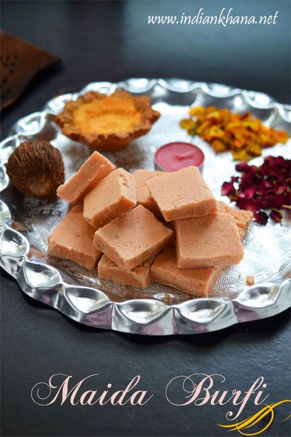 Indian Khana Maida Burfi, Maida gâteau, facile Diwali Bonbons Recettes