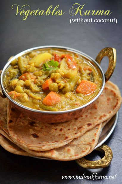 Indian Khana mixte légumes Kurma (Korma) sans noix de coco, Hôtel de style Veg Kurma