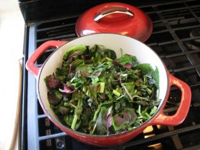 Jamaican Callaloo (Amaranth) und Bohnensuppe