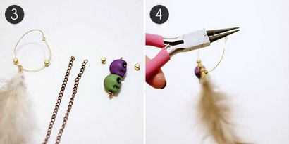 Bijoux bricolage Comment faire Boucles d'oreilles en plumes