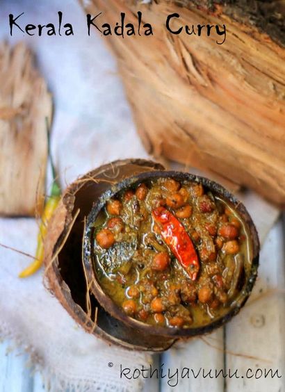 Kerala Kadala Curry Rezept - Puttu Kadala Curry Rezept - Schwarze Kichererbse in Geröstete Kokosnuss Gravy