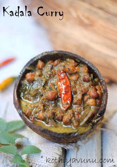Kerala Kadala Recette Curry - Puttu Kadala Recette Curry - Noir pois chiche au rôti de noix de coco Gravy