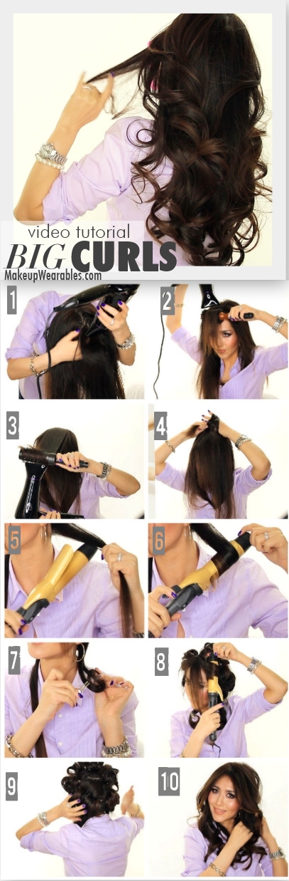 Kim Kardashian Big Curls Tutorial, wie man Blow Dry Locken Haare