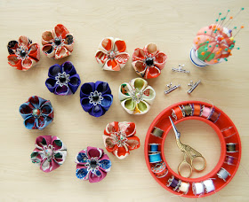 Kimono Reincarnate Comment faire japonais Kanzashi style fleur Brooches