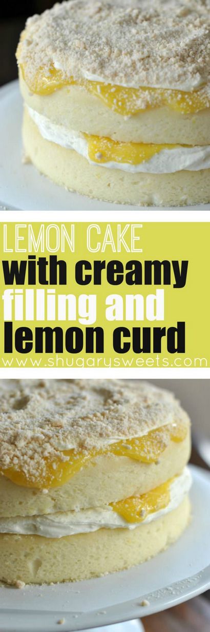 Zitronenkuchen mit Cremefüllung und Lemon Curd - Shugary Sweets