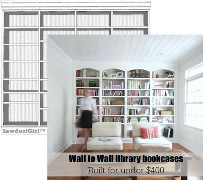 mur bibliothèque pour bibliothèques murales - plans gratuits - Sawdust Girl®