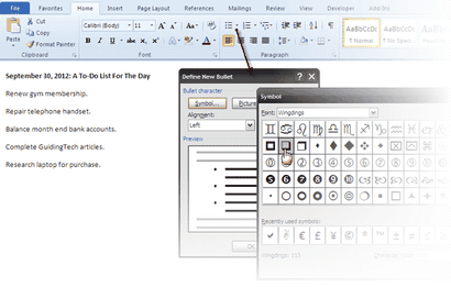 Faites une liste dans Microsoft Word 2010 pour le suivi à-Dos