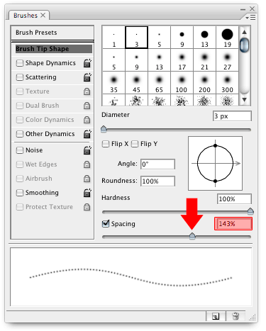 Machen Sie eine gepunktete Linie in Photoshop