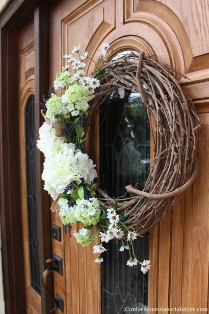 Faire une couronne de fleurs Hydrangea pour le printemps - Entre Naps sur le porche