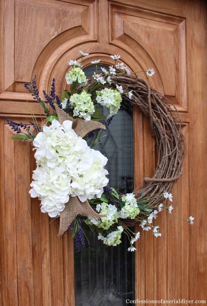 Faire une couronne de fleurs Hydrangea pour le printemps - Entre Naps sur le porche