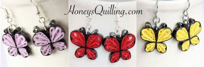 Faites votre propre papier Quilled Boucles d'oreilles papillon - Miel - de Quilling