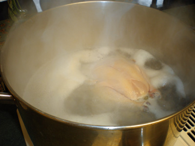 Herstellung Selbst gemachte Hühnersuppe