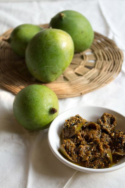recette de conserves au vinaigre de mangue, comment faire cornichon mangue punjabi, aam ka achar