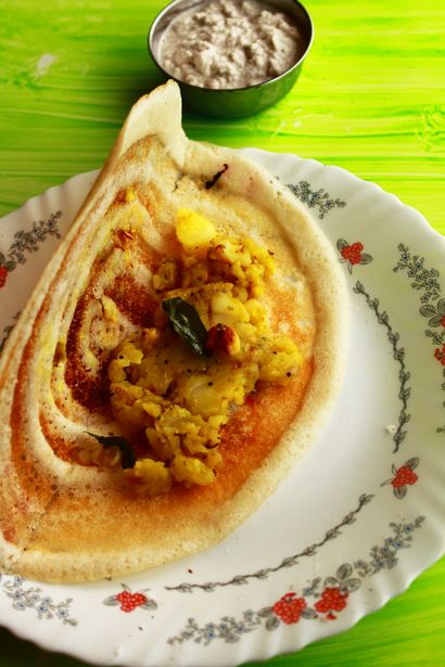 Masala recette dosa, masala dosai, comment faire masala dosa, l'Inde du Sud Recettes végétariennes indiennes