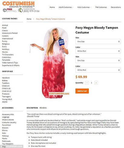 Megyn Kelly sanglante Halloween Costume Causes Tampon Outrage, Costume Company dit - Ce - est si