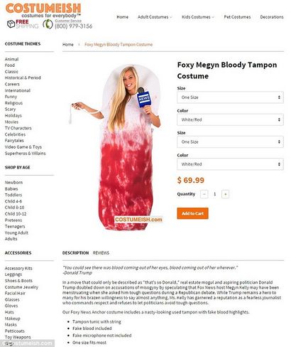 Megyn Kelly sanglante Halloween Costume Causes Tampon Outrage, Costume Company dit - Ce - tellement (Halloween) Megyn Kelly sanglante Halloween Costume Causes Tampon Outrage, Costume Company dit - Ce - est si