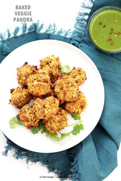 Mischgemüse Pakora Baked - Gebackene Bhajji Fritters - 30 Minuten - Vegan Richa