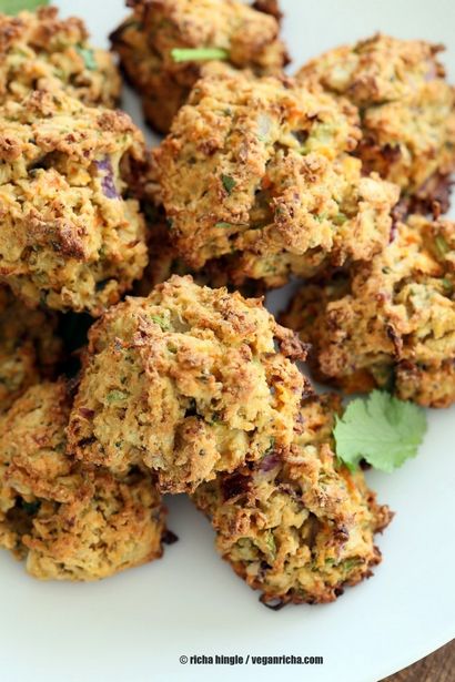 Mischgemüse Pakora Baked - Gebackene Bhajji Fritters - 30 Minuten - Vegan Richa