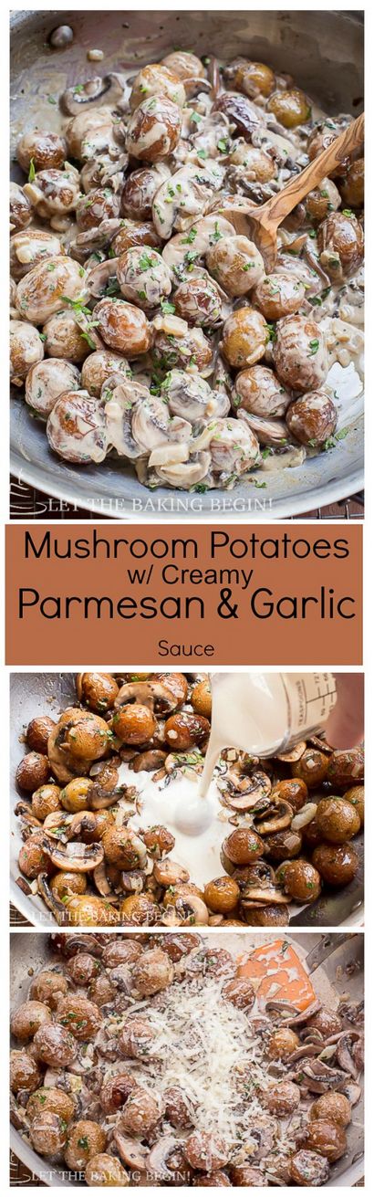 Pilz-Kartoffeln mit Creamy Parmesan und Knoblauch-Sauce - Lassen Sie das Backen anfangen!