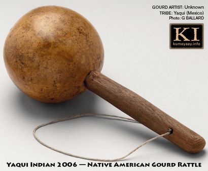 NATIVE AMERICAN hochets Cocopah Kumeyaay GOURD crépitement des Indiens Yuman de la Californie traditionnelle