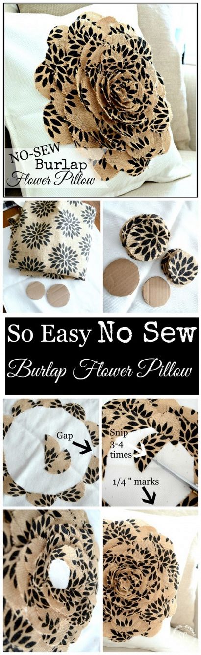 NO BURLAP FLEURS OREILLER SEW