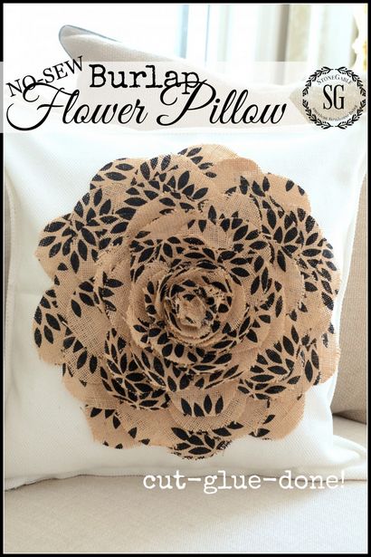 NO BURLAP FLEURS OREILLER SEW