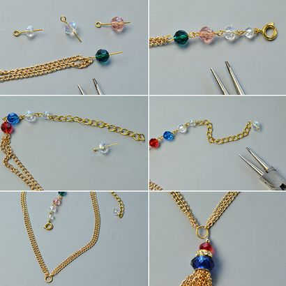 Instruction sur PandaHall Comment faire la chaîne Tassel Collier de perles de verre 5 étapes (avec photos)