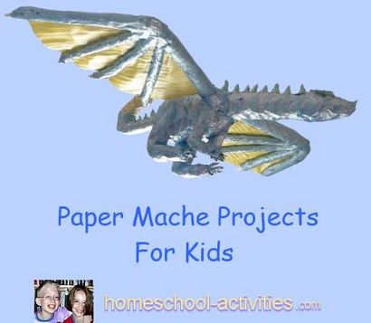 Pappmaché Projekte Ideen Kids Modell Drachen