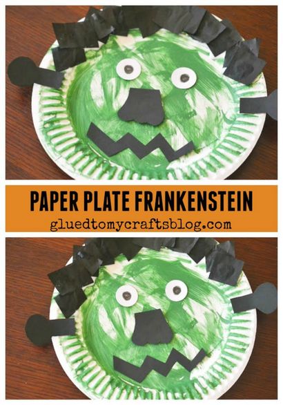 Paper Plate Frankenstein Kid Craft - Collé à mes Artisanat
