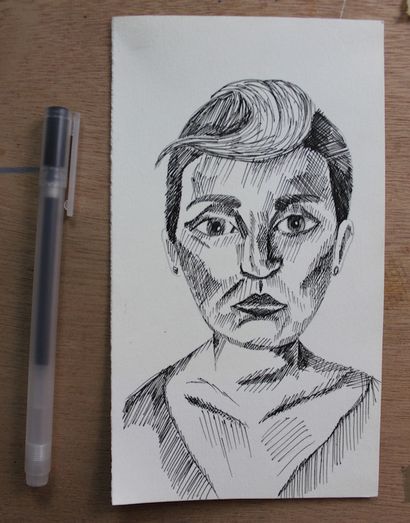 Plume et encre portrait, deux techniques différentes