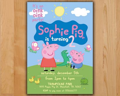 Peppa Pig anniversaire Invitations