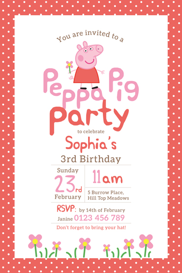 Peppa Pig anniversaire Invitations