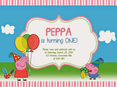 Peppa Pig anniversaire Invitations