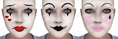 Pierrot ist eine einfache Clown-Gesicht, Farbe, Design - Indigo Janson