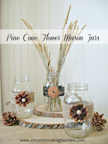 Fleur de cône de pin Agrémentée Mason Jar