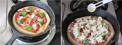 Pizza Sans four, pas de pizza de levure, Pizza On Tawa, La cuisine est facile